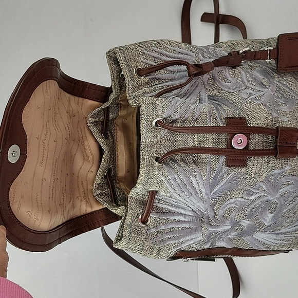 Tommy Bahama Beige and Brown Embroidered Backpack main image 11